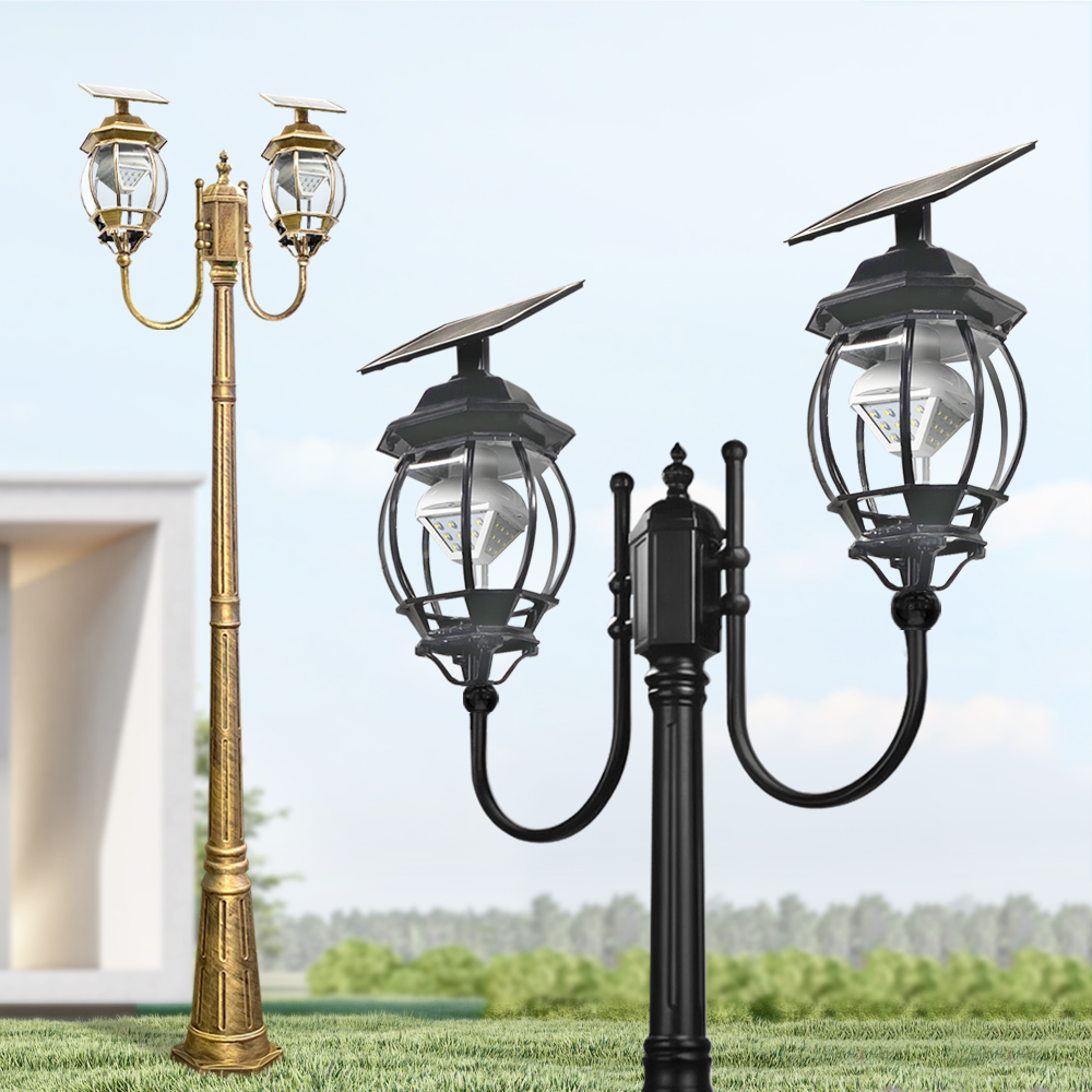 태양광가로등 팔각등 잔디등 엔틱 태양열 전원주택 마당 가로등 외등 조명등 U자가지 1.4M - 상품 이미지