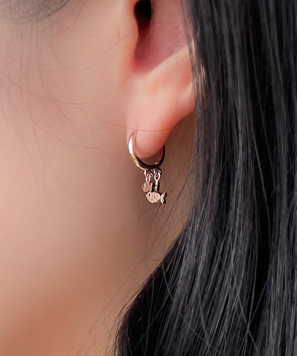 14K 18K 두마리 물고기 레이어드 드롭 원터치 데일리 링 귀걸이 - 상세 이미지 4