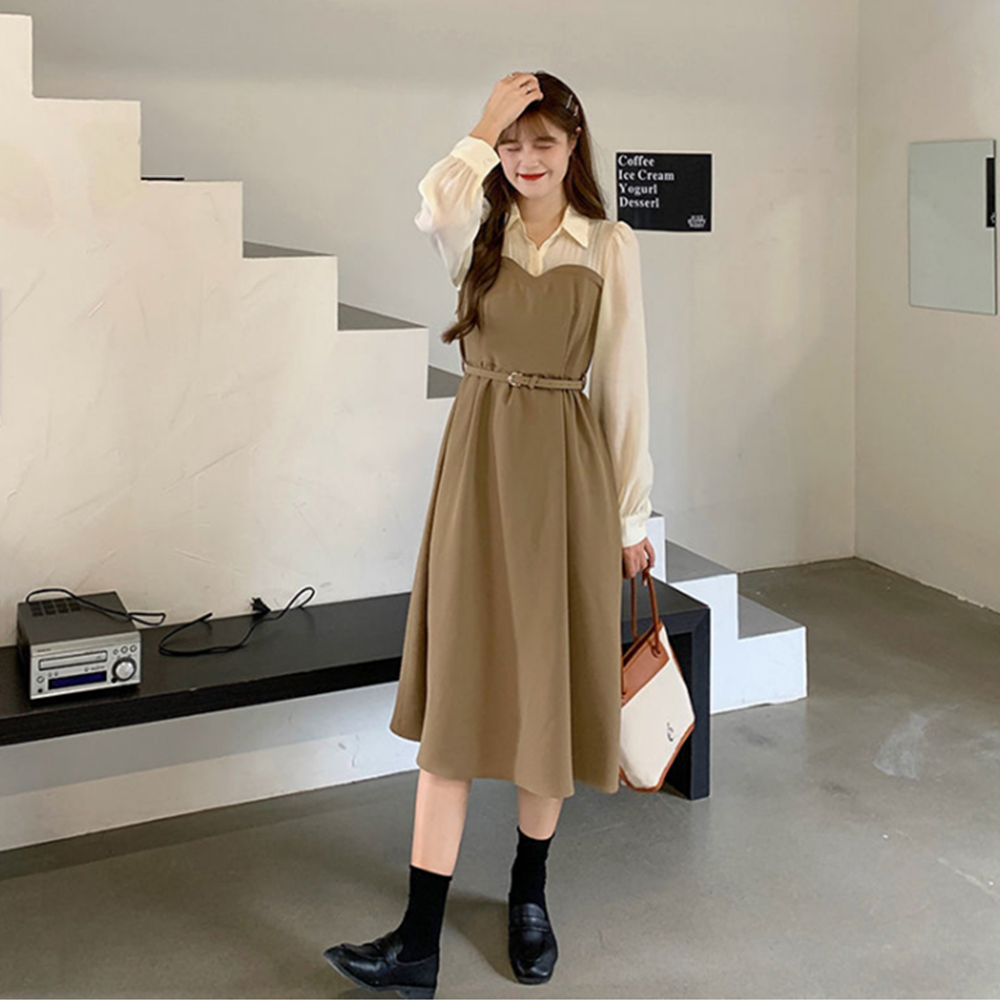 친구결혼식복장 친척 예식장 하객룩 결혼 봄 가을 롱 원피스 - 상세 이미지 5
