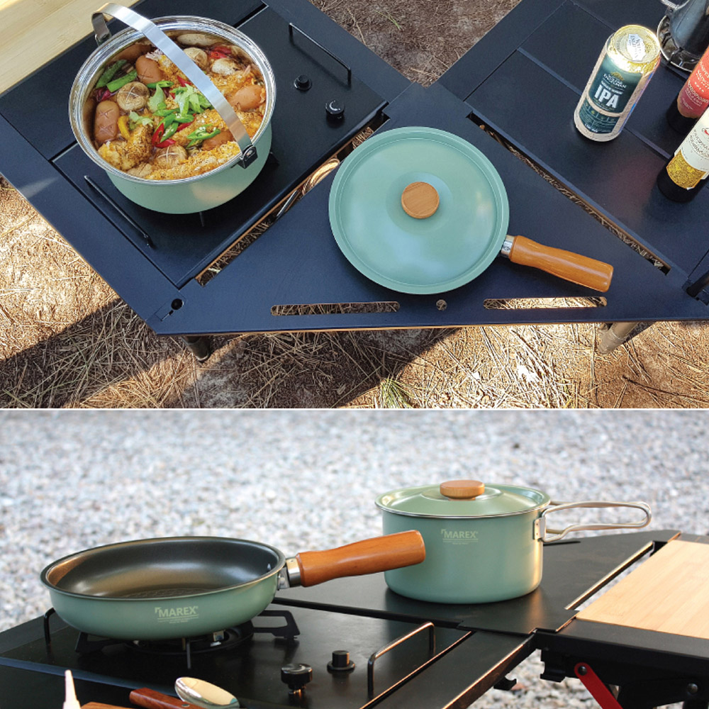 마렉스 파스텔8 쿡웨어(L) 코펠세트 3-4인용 통3중 304스텐 보관가방 포함