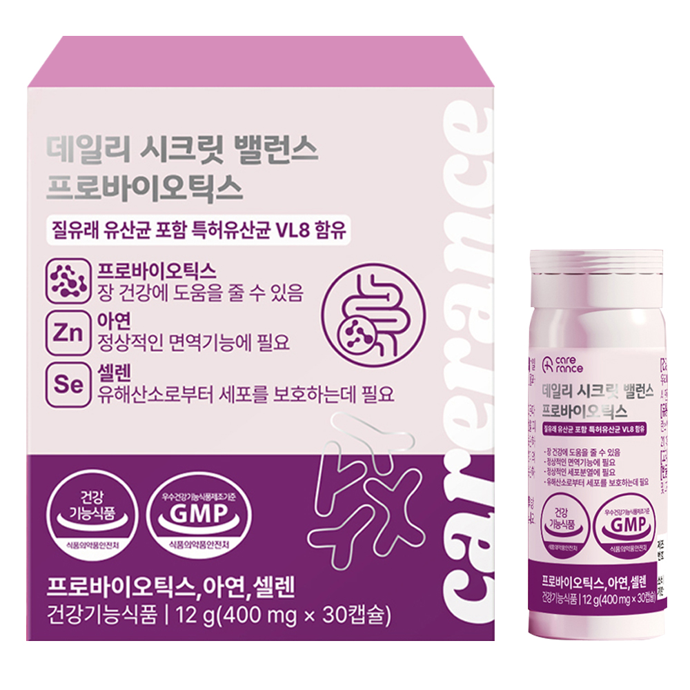 케어란스 데일리 시크릿 밸런스 프로바이오틱스 질 유래 유산균 400mg 30정, 2개
