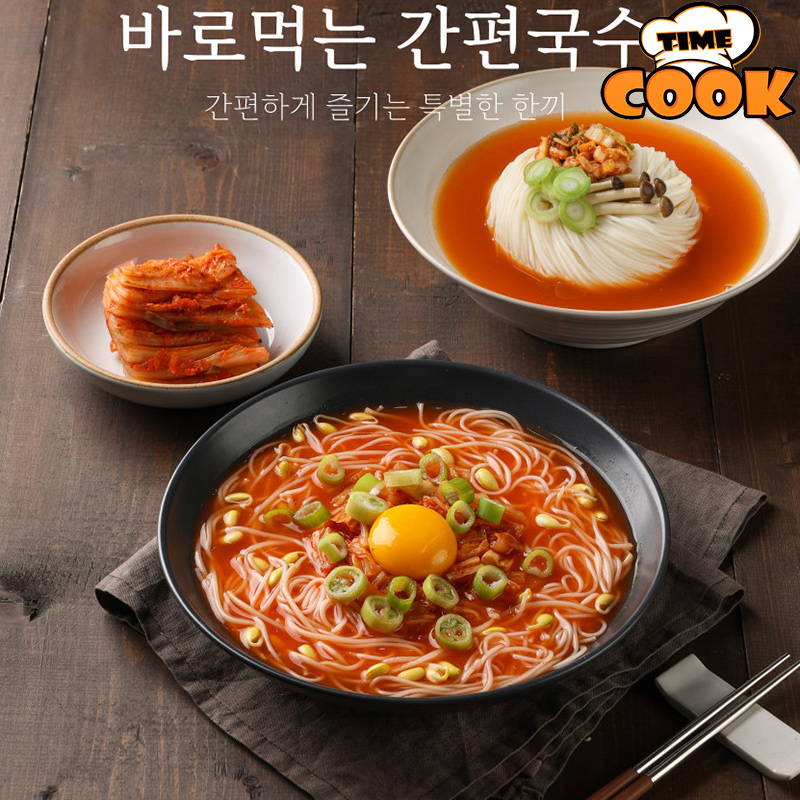 [타임쿡] 바로먹는 간편국수 5종 바지락 비빔 메밀소바 김치 매콤짜장 - 상품 이미지