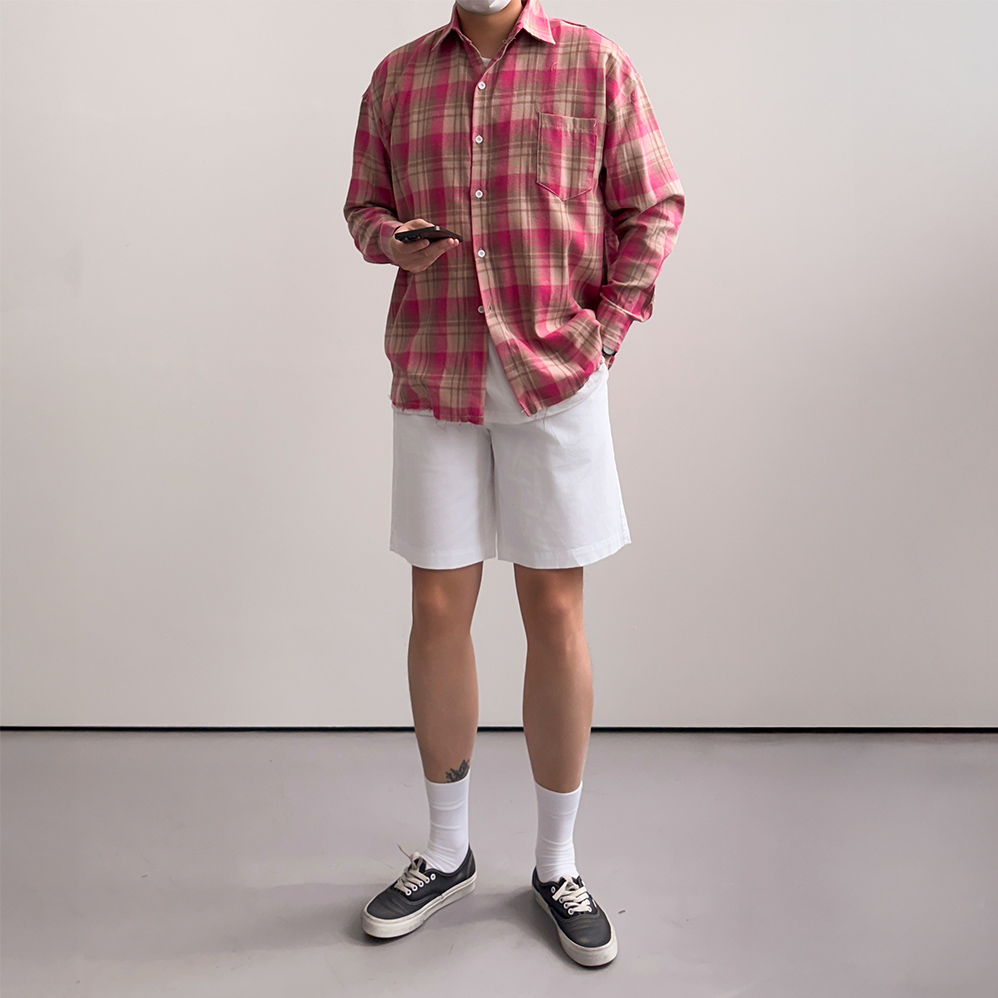 남자체크셔츠 남자오버핏남방 - 상세 이미지 5