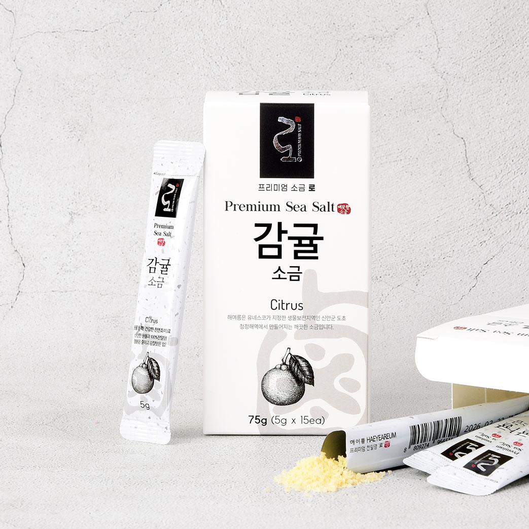 해여름 프리미엄 천일염 로 감귤소금 스틱 (5g, 15개입) - 상품 이미지