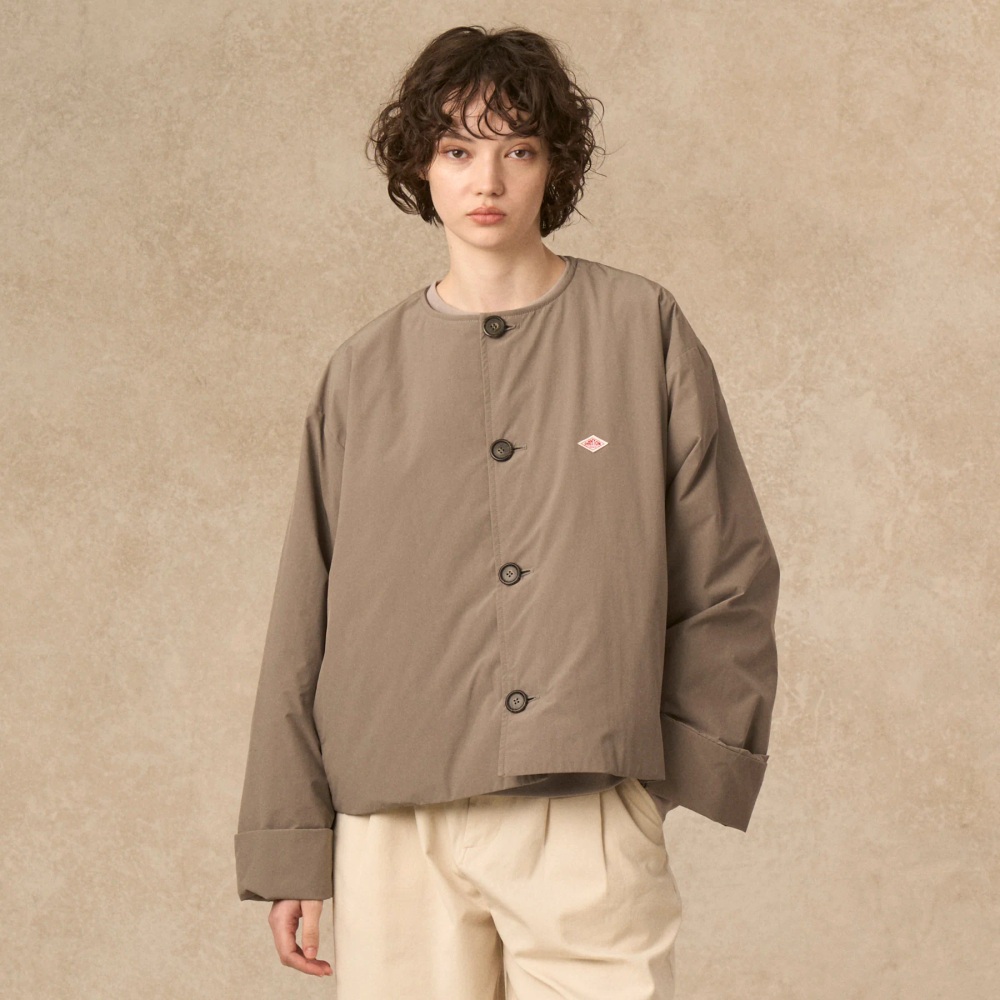 단톤 여성 카라리스 노카라 와이드 재킷 점퍼 DT-A0672PNT GREY OLIVE 36 - 상세 이미지 2