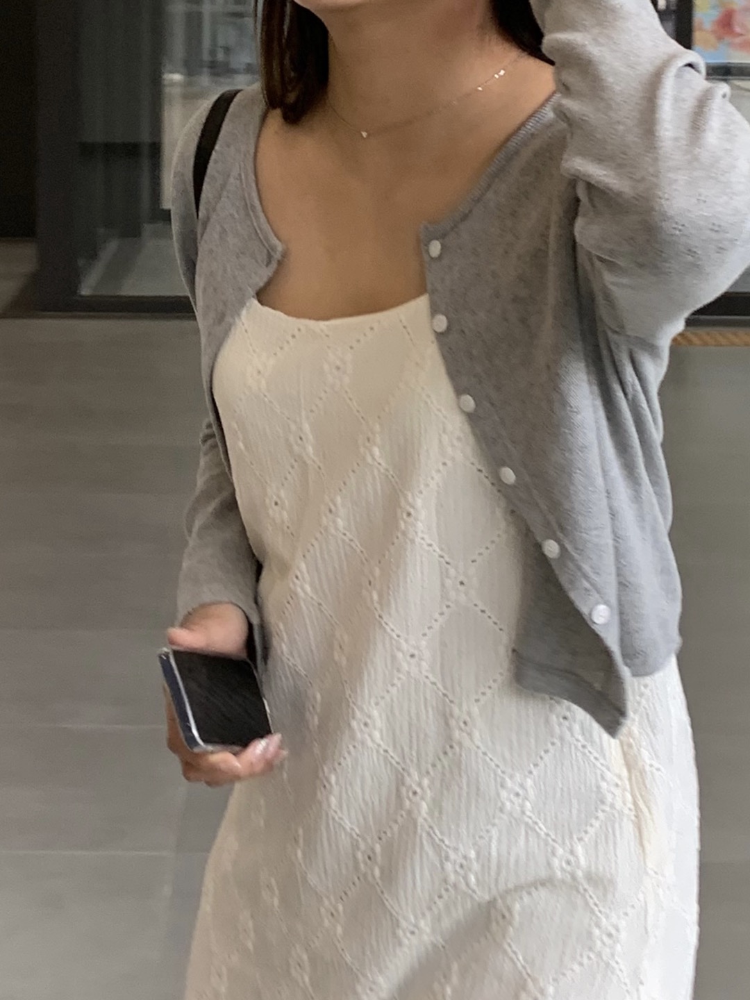 플라워펀칭가디건 라운드 봄가디건 이미지 6