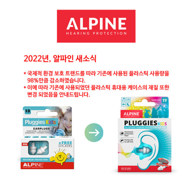 알파인 어린이 귀마개 플러기즈 키즈 수영 비행기 기압조절 소음방지 이어플러그 - 상세 이미지 2