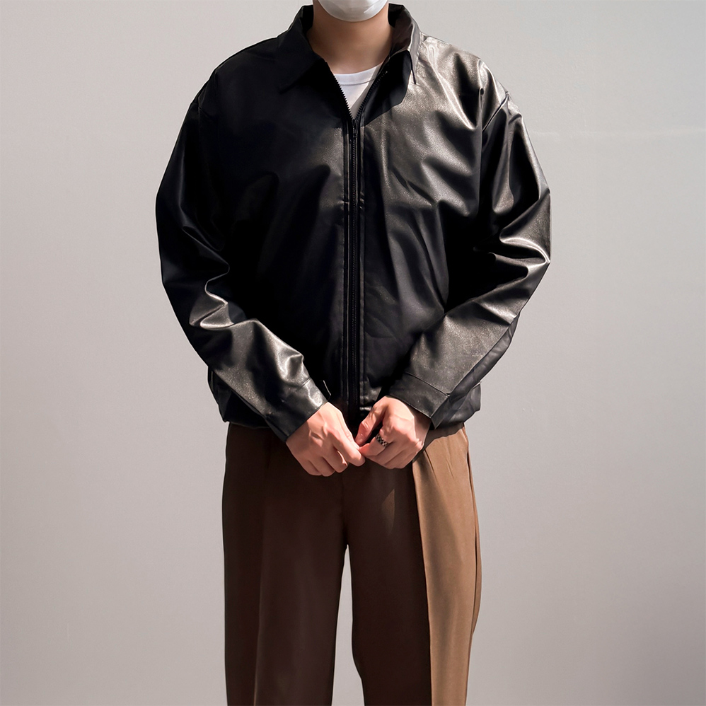 1+1 남자가죽자켓 블루종자켓 - 상세 이미지 2