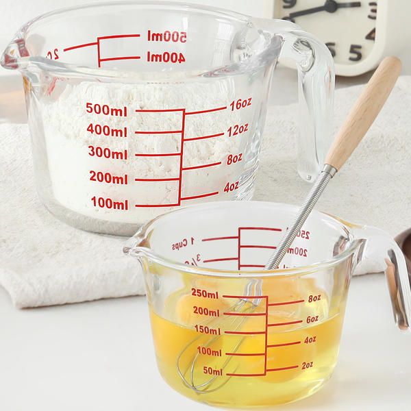 네오플램1+1 내열유리 계량컵 2p세트 눈금 비이커 250ml+500ml - 상품 이미지