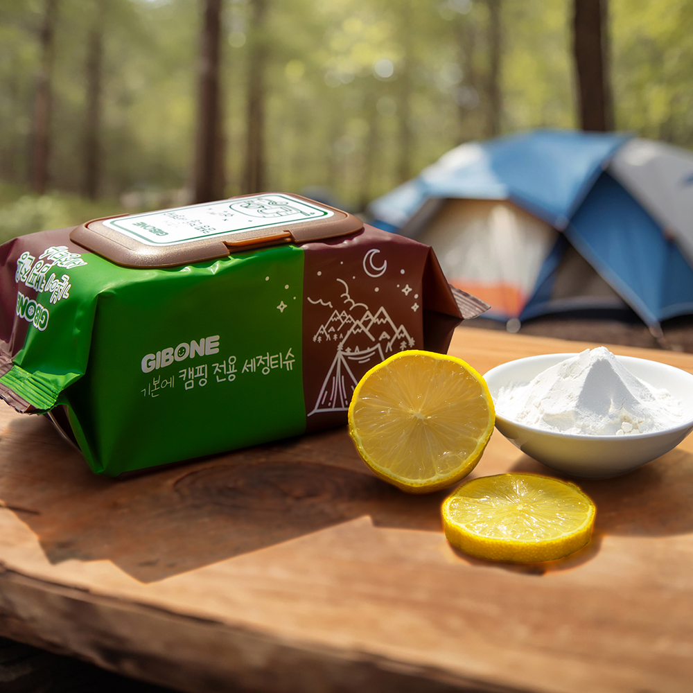 캠핑 전용 세정티슈 캡형 25매 5팩