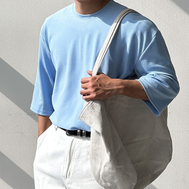 1+1+1 남자 브틀 오버핏 여름 링클프리 스판 무지 7부&반팔 티셔츠 빅사이즈