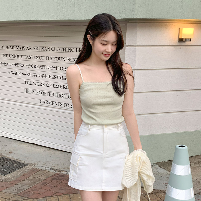 테렌 하이웨스트 카고 포켓 H라인 미니 스커트 sk7224 - 상세 이미지 2