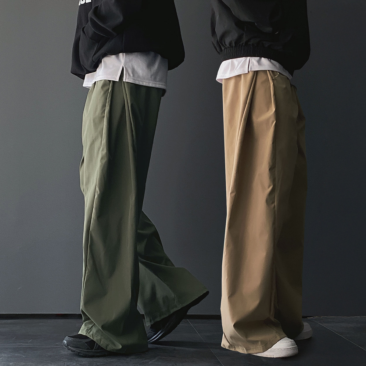 1+1 남자바스락바지 벌룬팬츠 통넓은바지 와이드팬츠 - 상품 이미지