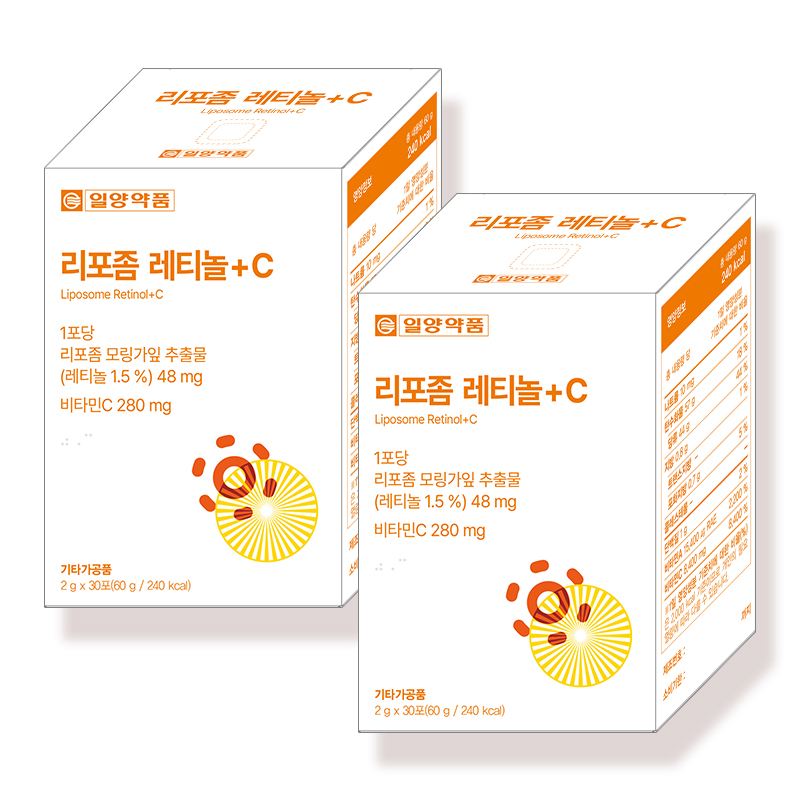 일양약품 리포좀 레티놀+C  비타민C 모링가잎추출물 식약청 HACCP 30포, 2개 - 상품 이미지