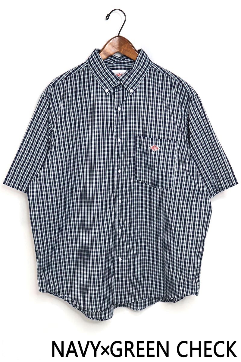 단톤 남성 스냅버튼 다운 반팔셔츠 DT-B0337POD NAVY GREEN CHECK 40 - 상세 이미지 5