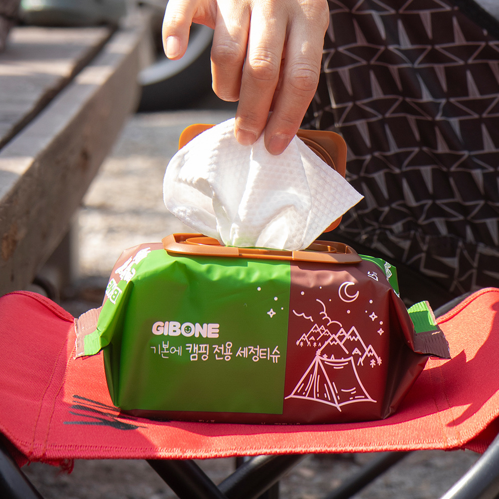 캠핑 전용 세정티슈 캡형 25매 5팩