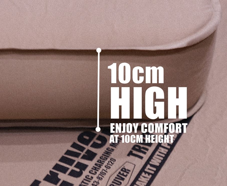 트루버 자충 매트 에어 리스 캠핑 휴대용 침대 더블, 10cm, 탄베이지