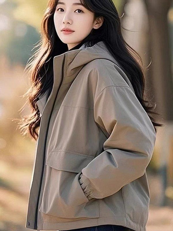 여성용 후드 자켓 여성 야상 빅사이즈 여자 봄 가을 아우터 후드집업 점퍼 - 상세 이미지 3