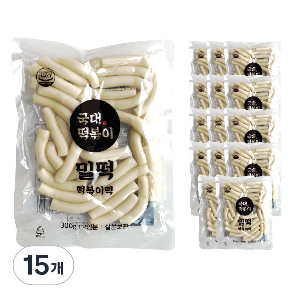 국대떡볶이 실온보관 밀떡(소스별매) 기본맛, 300g, 15개 - 상품 이미지