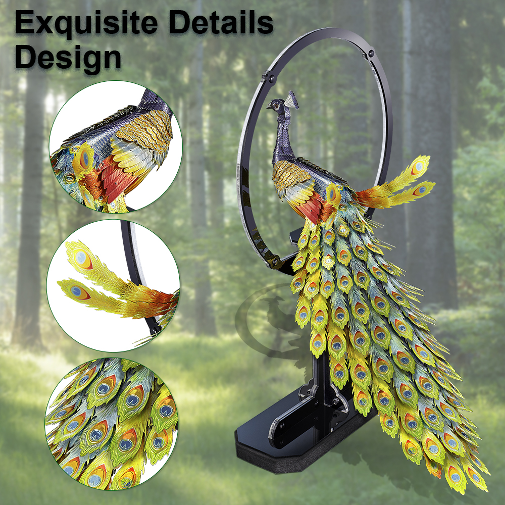 피스쿨 3D 메탈퍼즐 입체퍼즐 화려한 공작새 모형 DIY 조립 키트 이미지 6