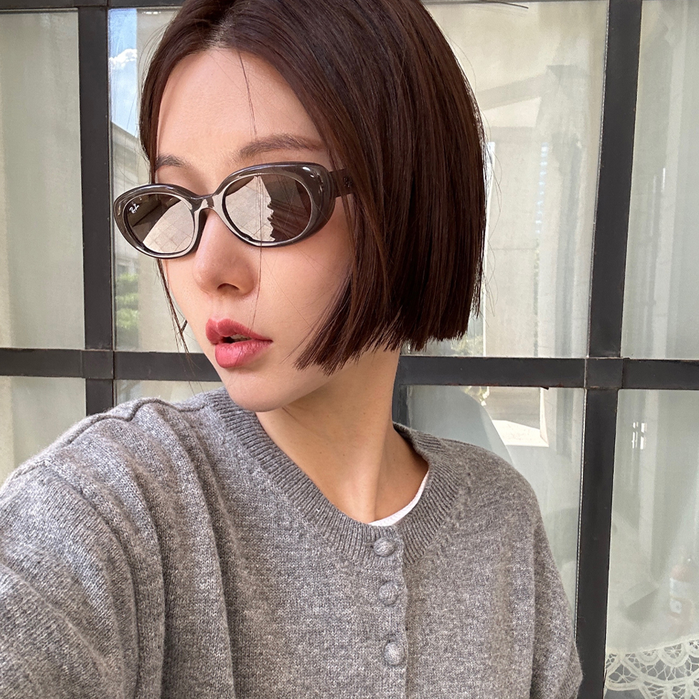 레이벤 선글라스 RB4441D 빈티지 긱시크 검정 오벌 뿔테 남자 여자 선글라스 블랙