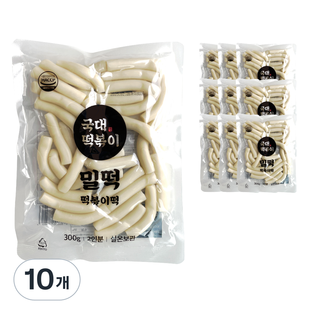 국대떡볶이 실온보관 밀떡(소스별매) 기본맛, 300g, 10개