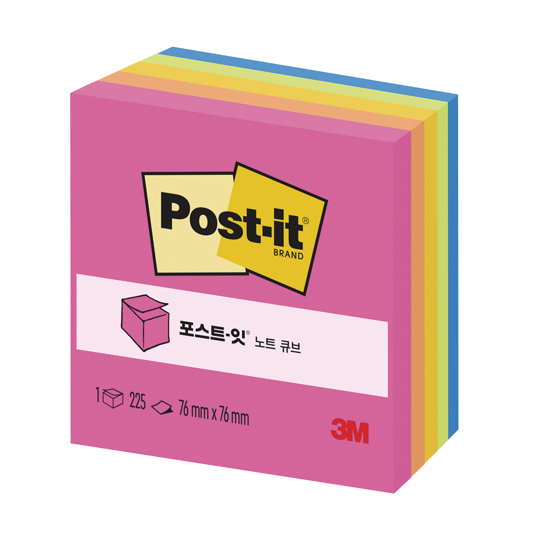 3M 포스트잇 큐브 형광 CU-33 50매X5칼라 225매 - 상품 이미지