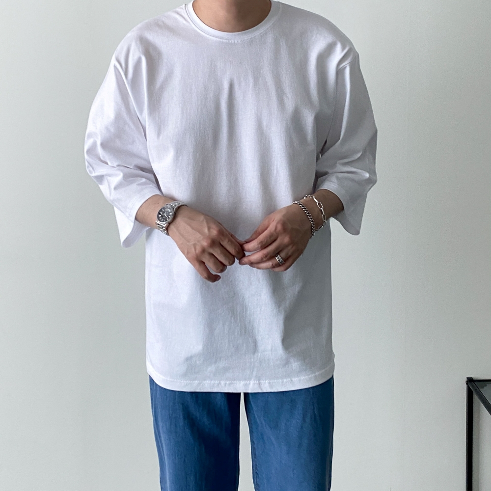 남자7부티셔츠 남자박스티 무지티 - 상세 이미지 3