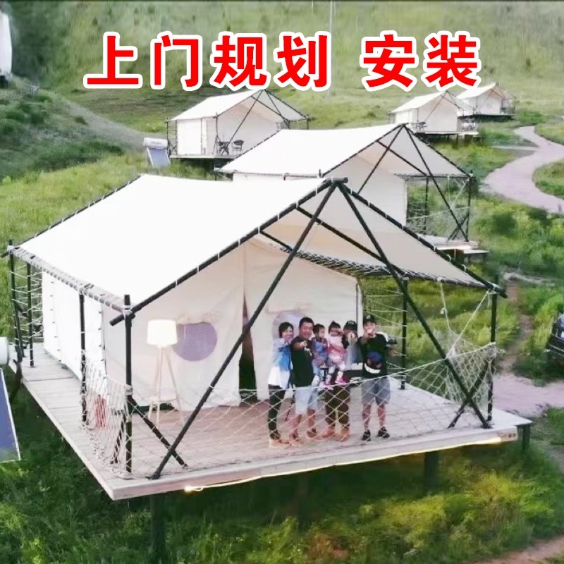 글램핑천막 오지 캠핑 이동형 주택 제작 리조트 호텔 제트 길이7mX폭5m(쇠파이프76개) - 상세 이미지 5