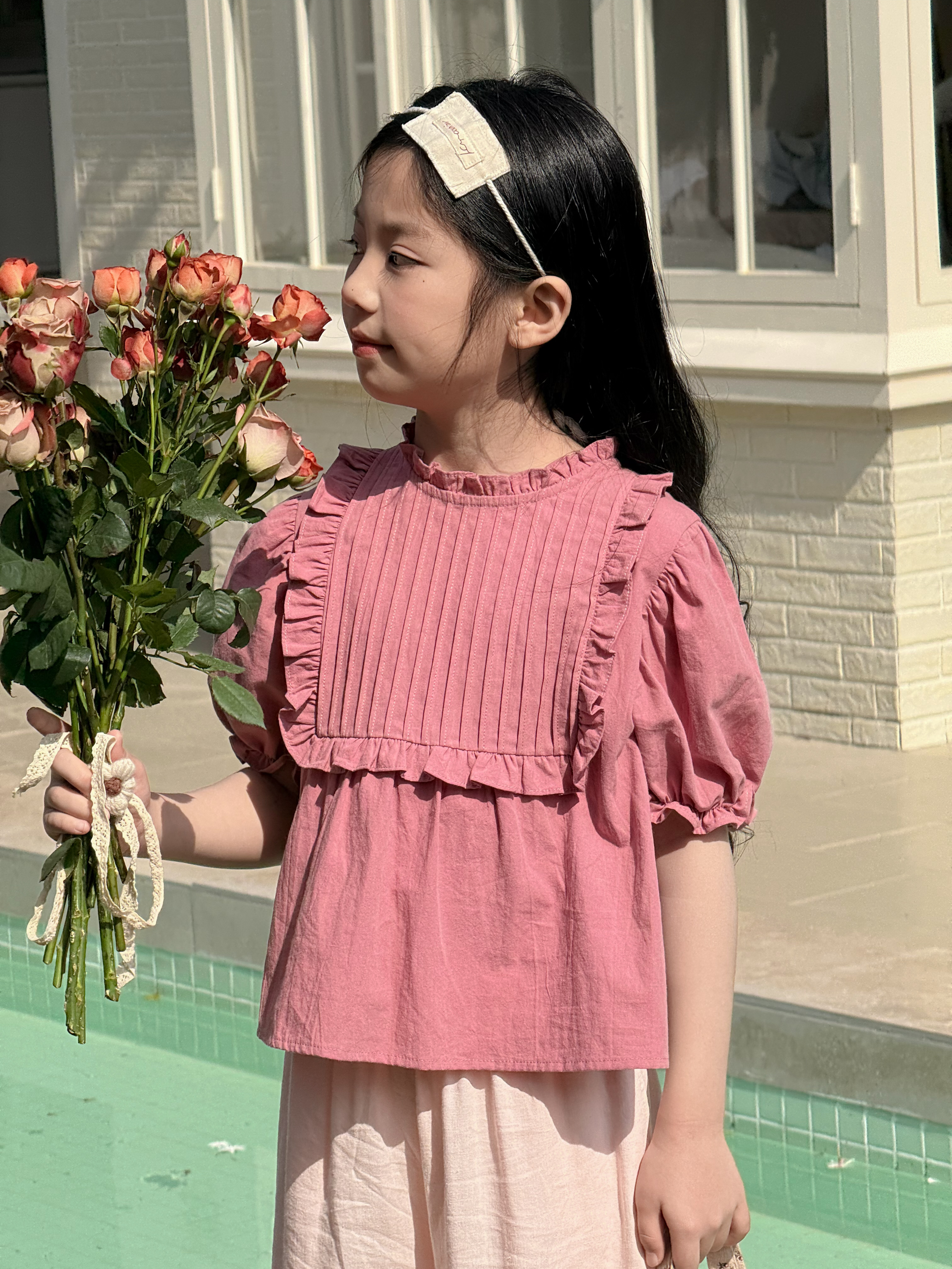 Irene's Closet 스퀘어 핀턱주름 순면 퍼프소매 반팔 블라우스 유아 주니어 여름 이미지 6