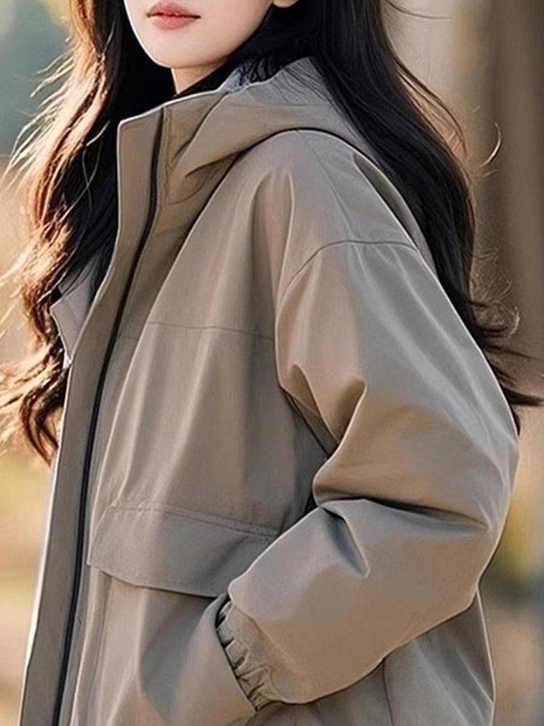 여성용 후드 자켓 여성 야상 빅사이즈 여자 봄 가을 아우터 후드집업 점퍼 - 상세 이미지 4