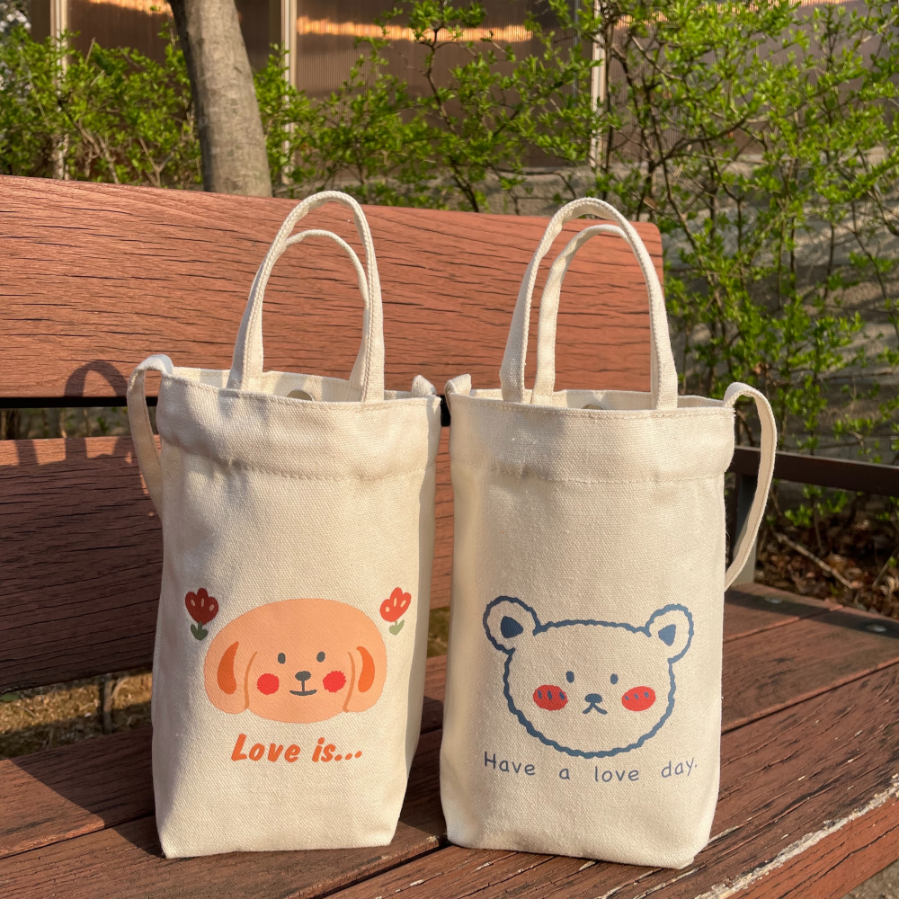 1+1 텀블러 가방 캔버스 에코백 미니 텀블러백 물병가방 - 상품 이미지