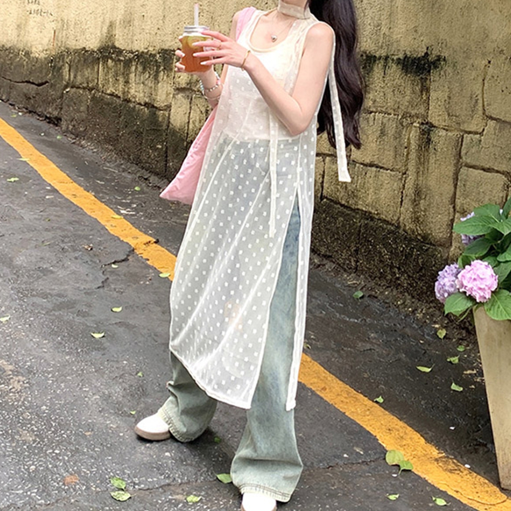 시스루레이어드원피스 나시 꽃무늬 레이스 원피스 - 상세 이미지 3