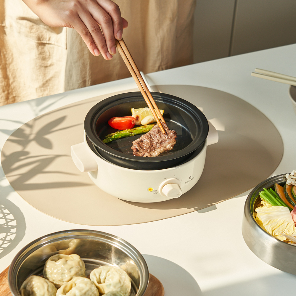 디온리 올스텐 4in1 분리형 계란찜기 멀티쿠커 전골냄비 전기그릴 라면포트 NJM221CW