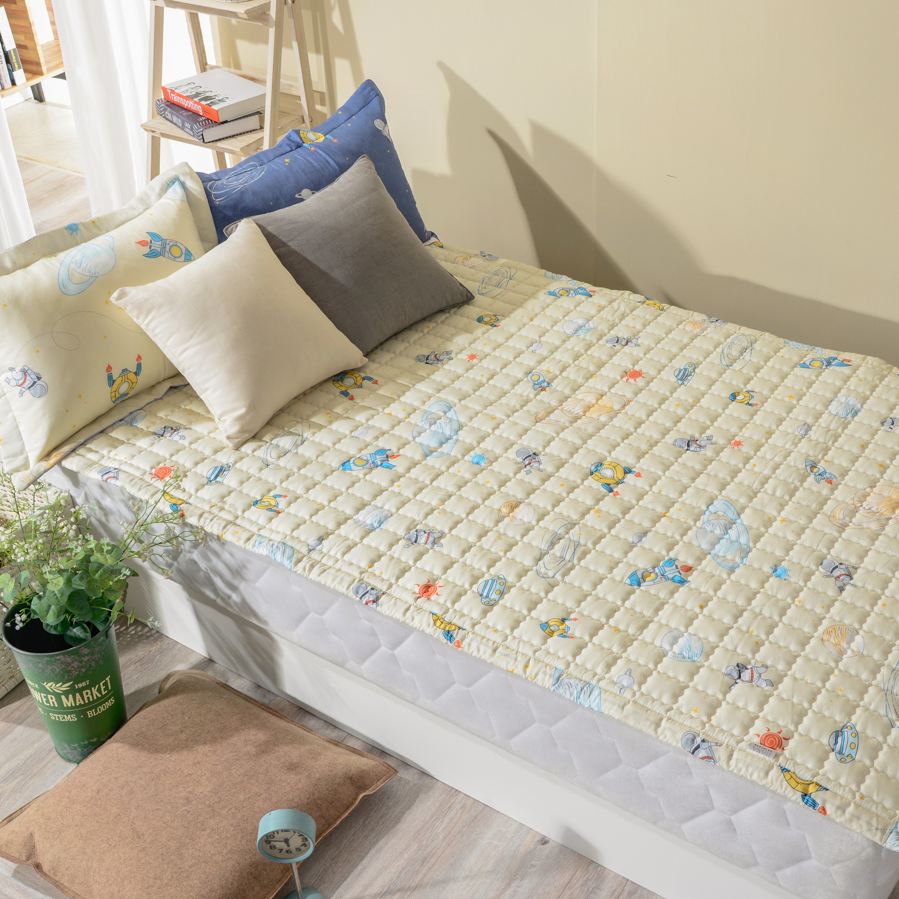 우주여행 키즈 모달 침대패드 알러지케어 매트리스 고정밴딩 어린이침구 패드