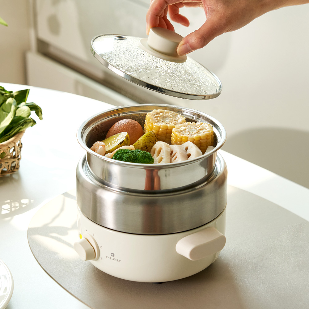 디온리 올스텐 4in1 분리형 계란찜기 멀티쿠커 전골냄비 전기그릴 라면포트 NJM221CW