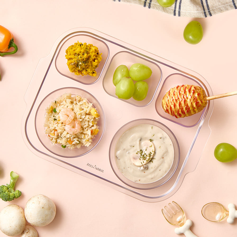 아띠래빗 아띠래빗 5구 유아 식판 미끄럼방지 어린이집 식기 투명