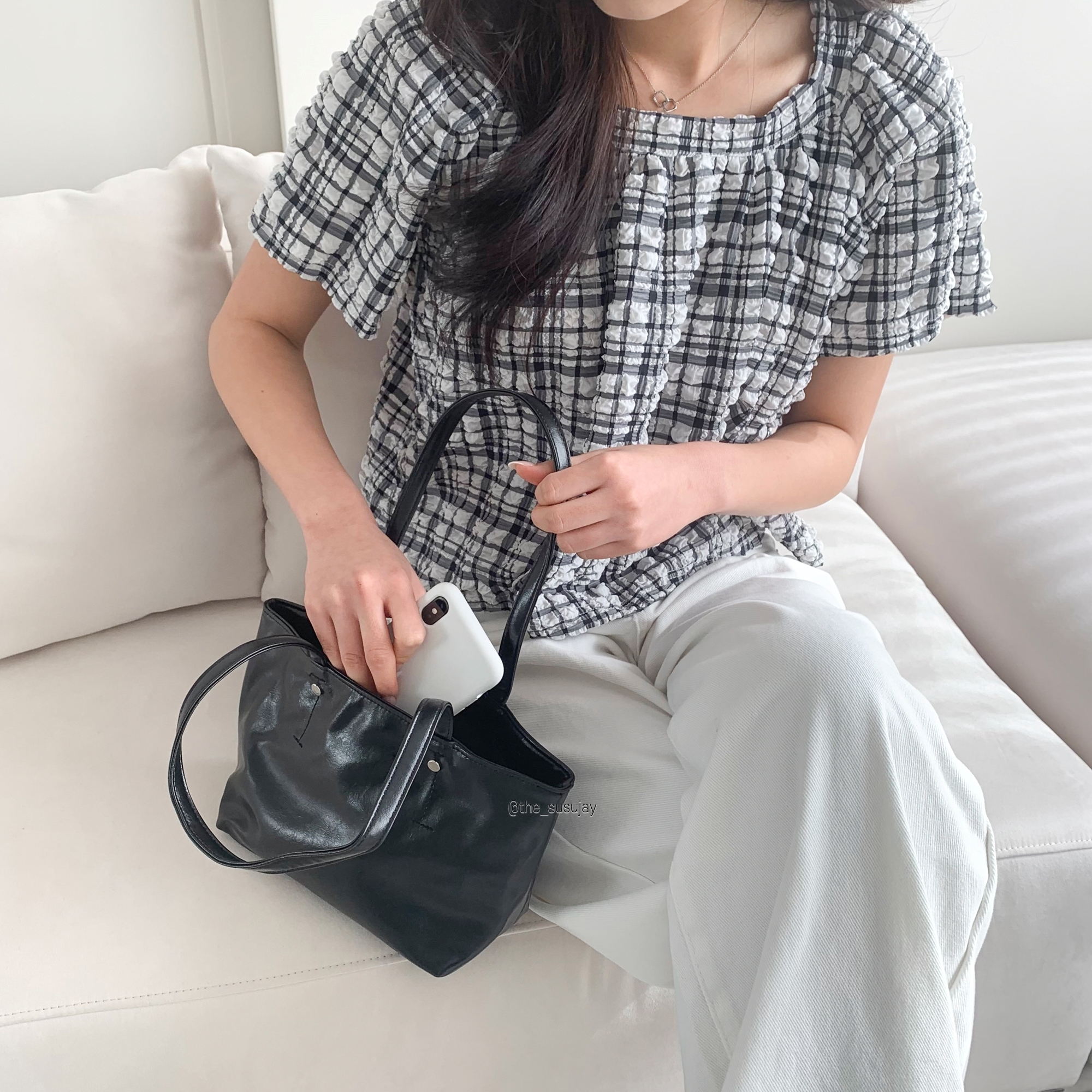 스퀘어 숄더백 가벼운 비건레더 가죽가방 대학생 직장인 여자데일리가방 - 상세 이미지 3