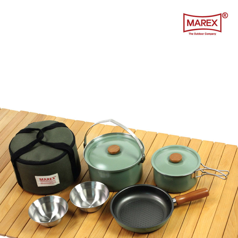 마렉스 파스텔8 쿡웨어(L) 코펠세트 3-4인용 통3중 304스텐 보관가방 포함