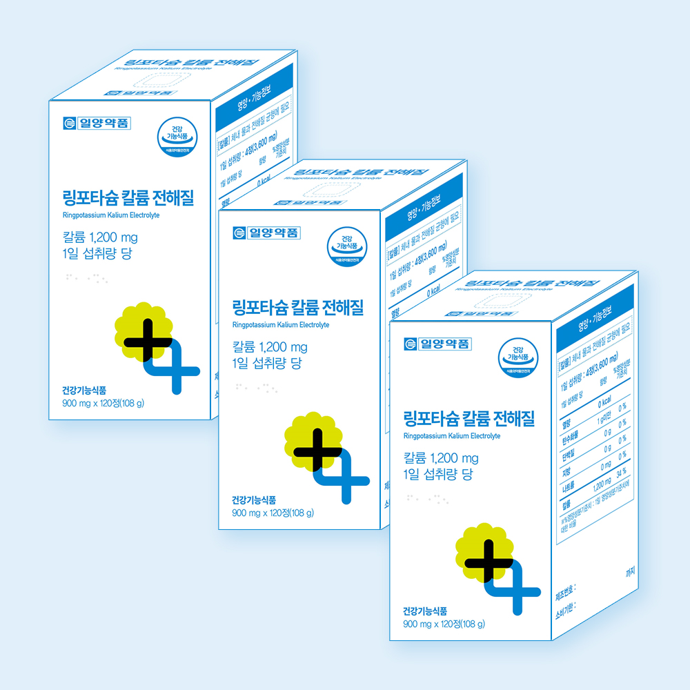 일양약품 링 포타슘 칼륨 전해질 수분 밸런스 워터 균형 영양제 120정, 3개 - 상품 이미지