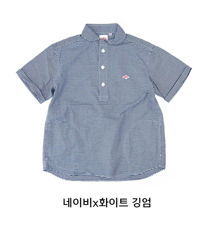 단톤 남성 라운드카라 옥스포드 반팔 셔츠 DT-B0284OXP 네이비 화이트 깅엄 42 - 상세 이미지 4