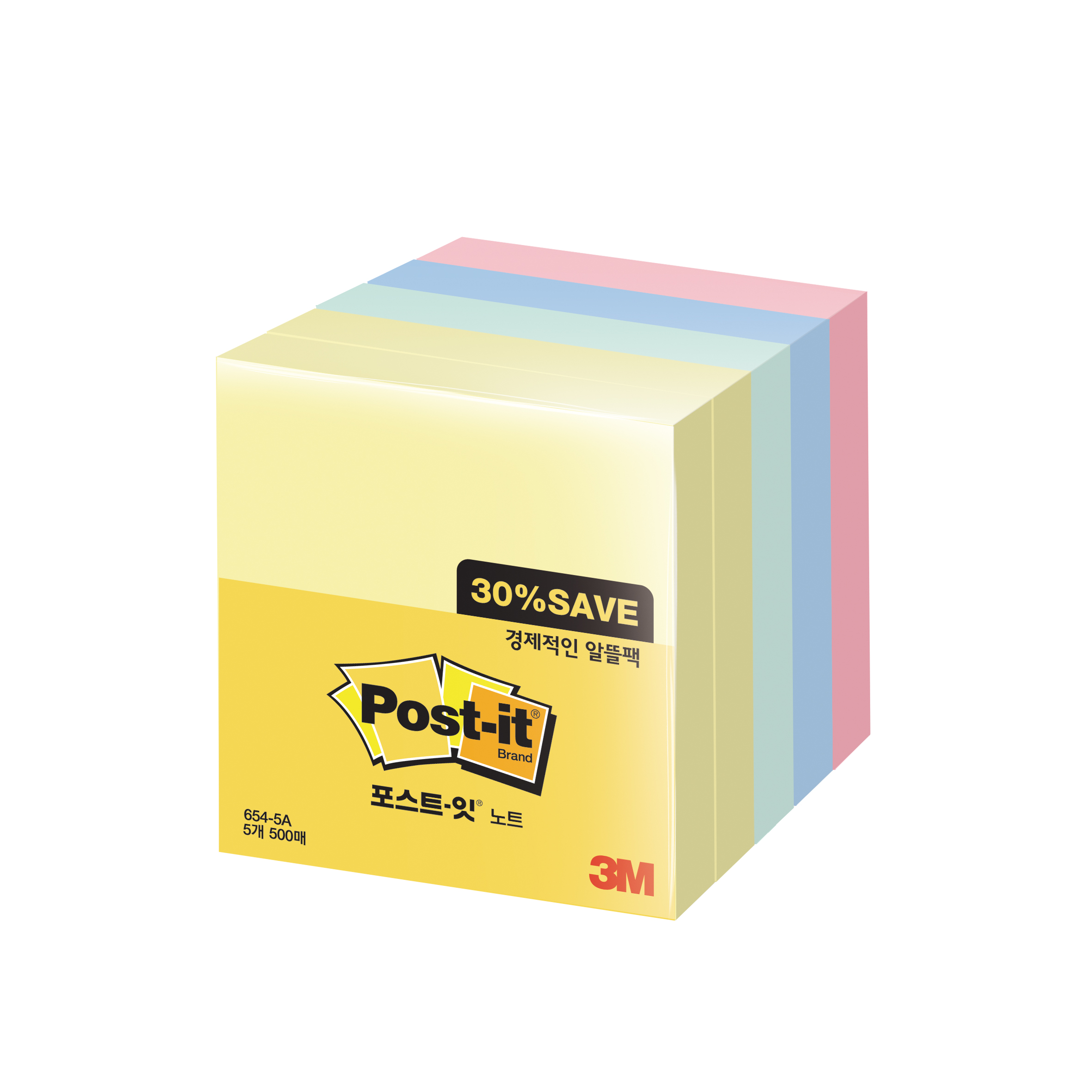 3M 포스트잇 세이빙팩 654-5A  500매 - 상품 이미지