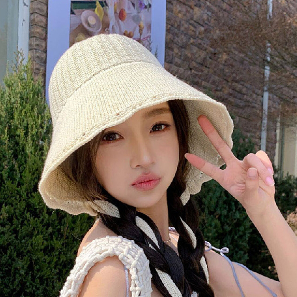 모자 벙거지 여자 패션 여성 여름 니트 버킷햇 가을 보넷햇 예쁜 휴양지 여행 비치 레이스 - 상품 이미지