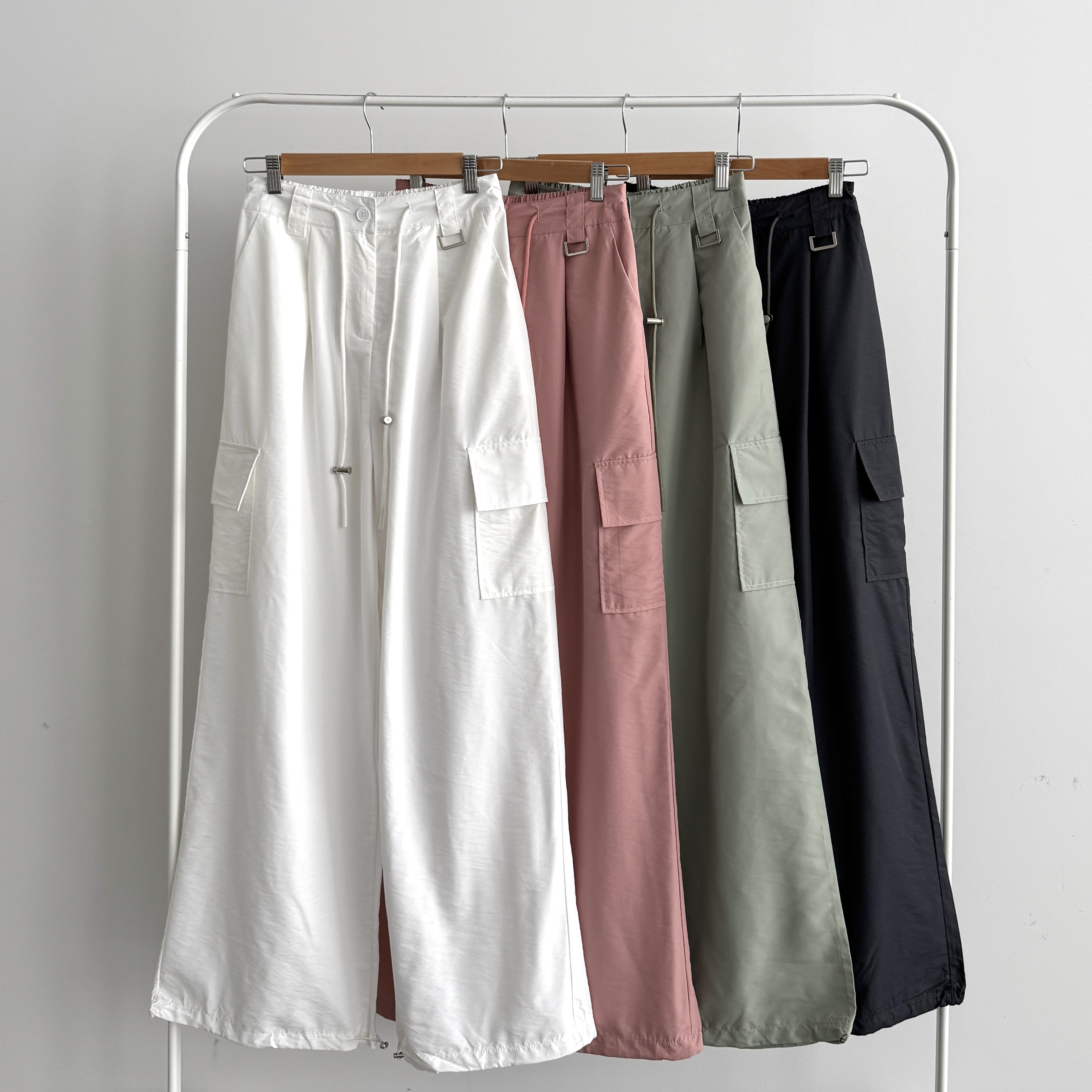 고무줄 통 키작녀 냉장고 바지 핀턱와이드 조커 팬츠 화이트, FREE(One size) - 상세 이미지 2