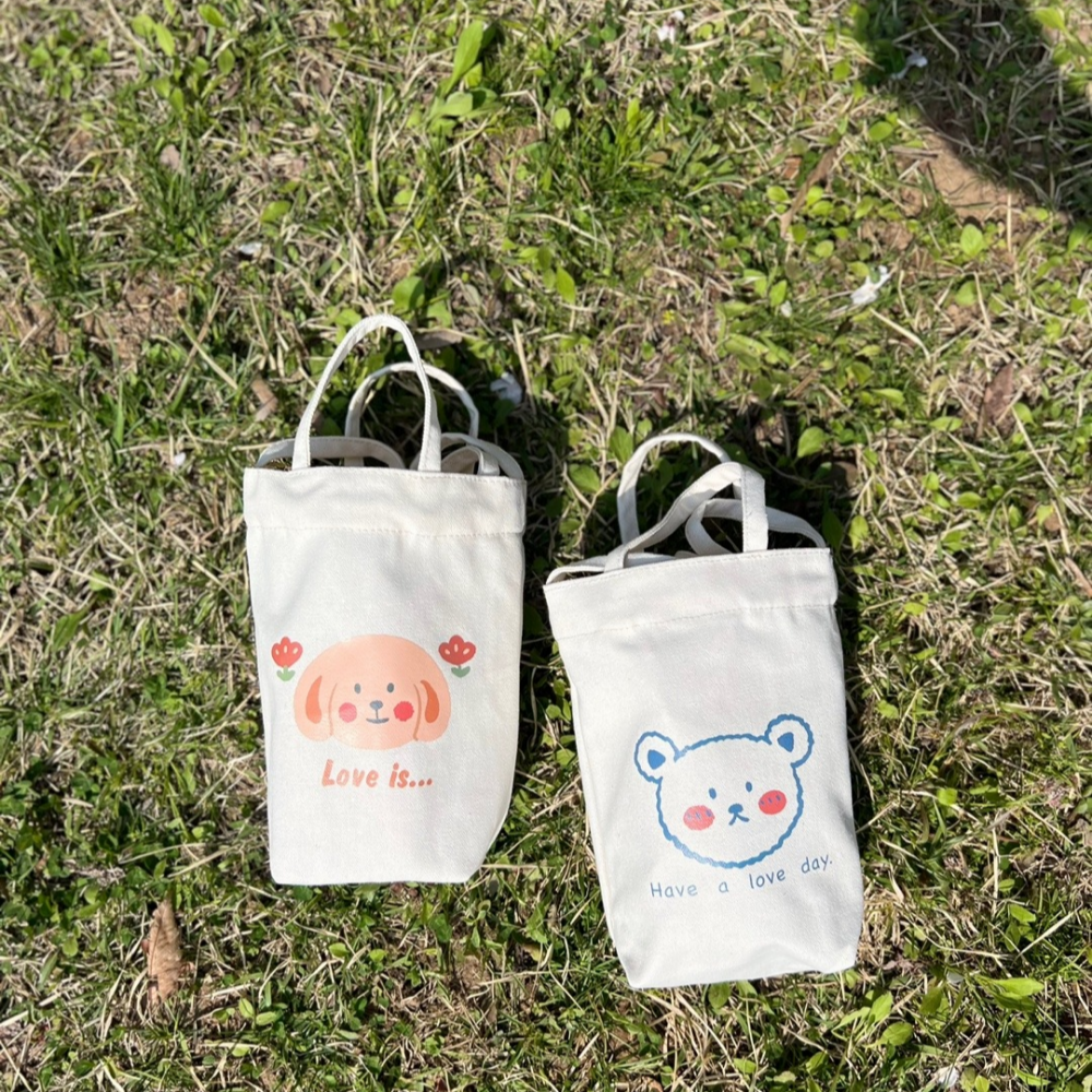 1+1 텀블러 가방 캔버스 에코백 미니 텀블러백 물병가방 - 상세 이미지 3