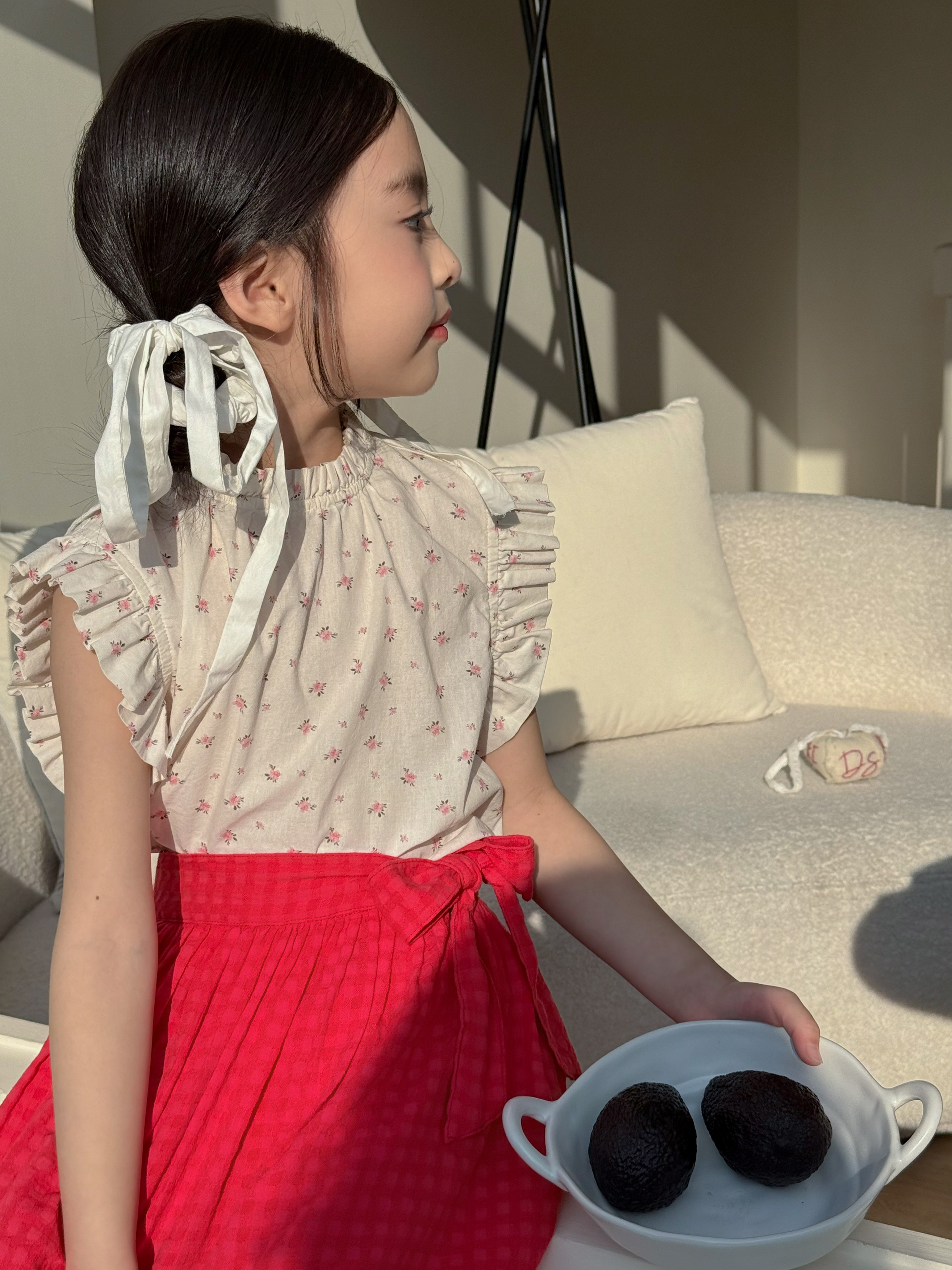 Irene's Closet 스탠드 러플 칼라 프릴 민소매 블라우스 유아 주니어 여름 - 상세 이미지 3