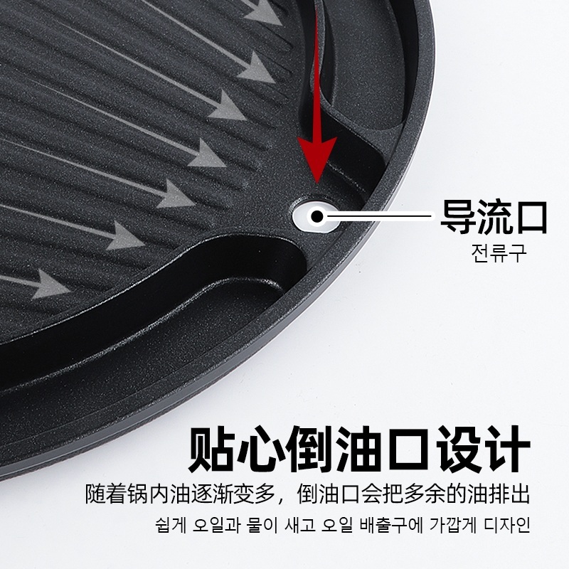 원형 고기불판 연기안나는 인덕션 코팅 계란찜 스톤 그릴 제트 대형 다용도 사각 로스트 팬 - 상세 이미지 4