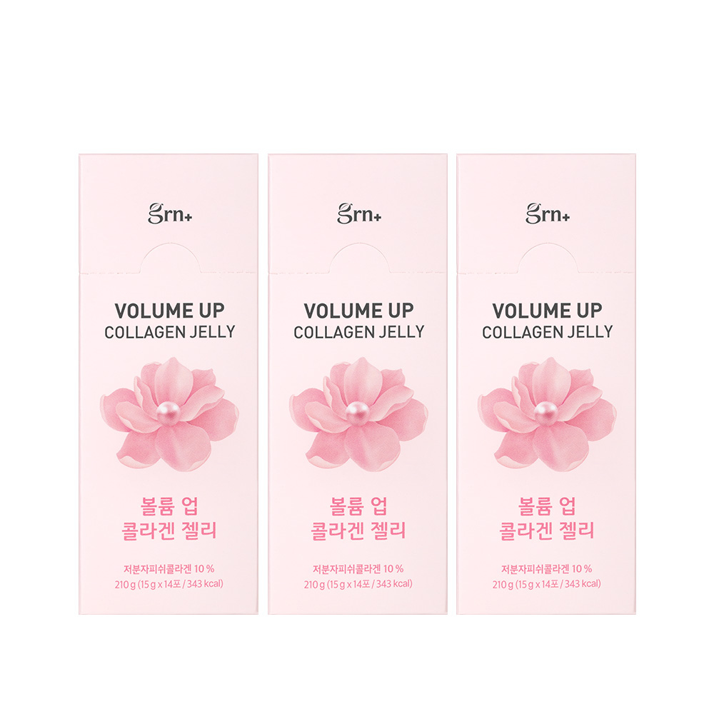 GRN 볼륨업 저분자 피쉬 콜라겐 젤리 히알루론산 장 건강 14포, 3개 - 상품 이미지