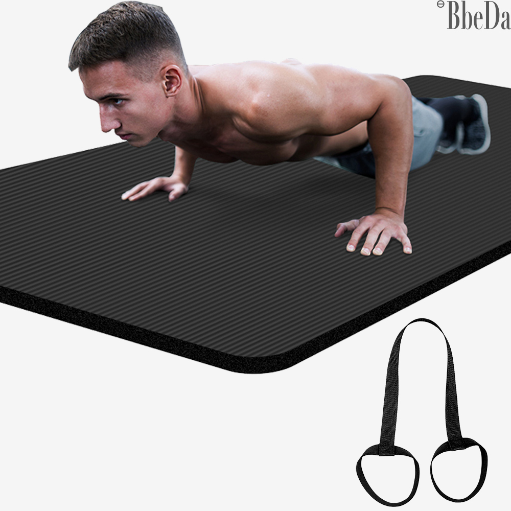 빼다 두꺼운 10mm NBR 빅사이즈 와이드 홈트 요가 운동매트 수납 스트랩끈 세트