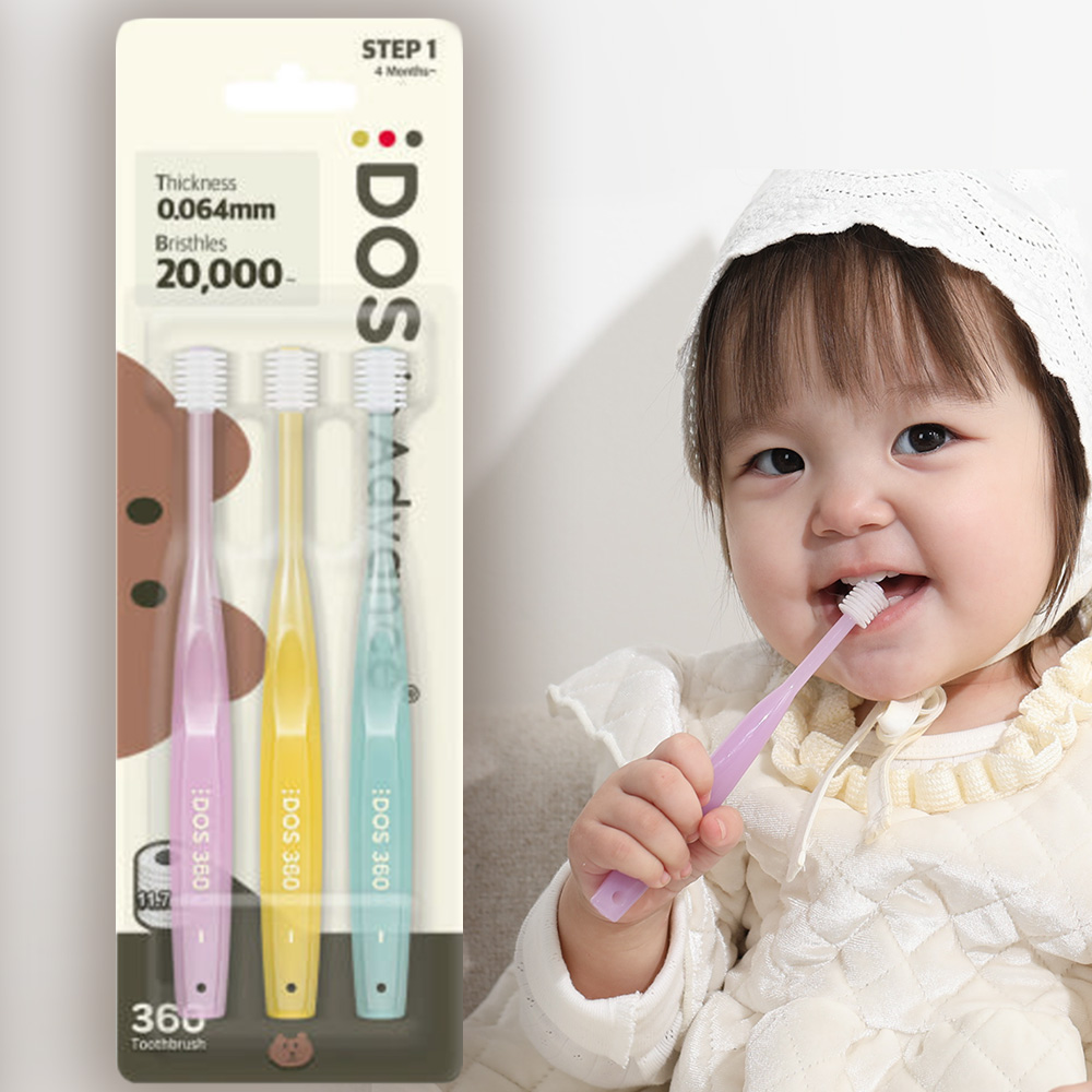 미세플라스틱안전 6개월 아기 칫솔 우식증 치석 360 칫솔 교체 3입